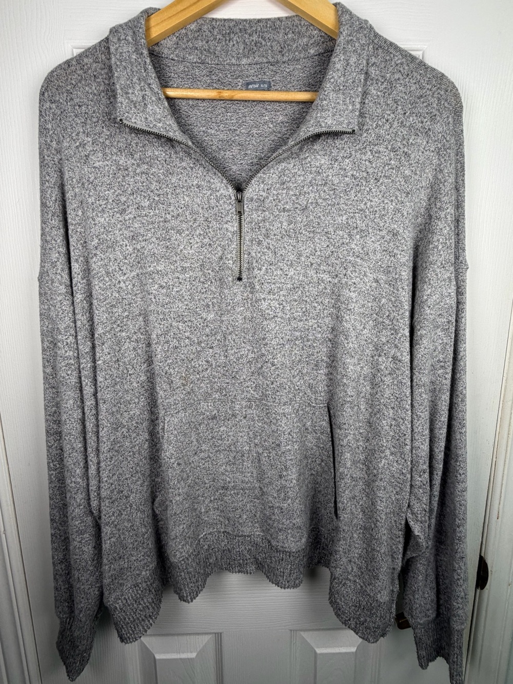 Aerie Grey 1/4-Zip Sweater XL Cozy Knit Preppy Quiet Luxury Elevated Basic Fall